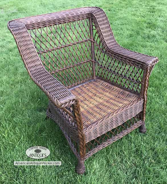 antique wicker chair - ottoman