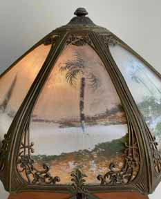 Antique Panel Glass Lamp