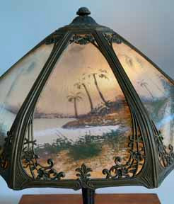 Antique Panel Glass Lamp